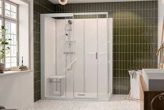 Ensemble Kinemagic Sérénité avec siphon encastré remplaçant une baignoire